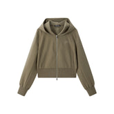 Women's Cropped Zip-Up Hoodie with Embroidery