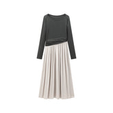 Women's Slash-Neck Slim Spliced Dress