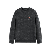 Men's Relaxed Allover Heart Jacquard Sweater