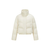 Women's Beige Knitting Spliced Puffer Jacket
