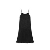 Women's Textured Black Slip Dress