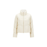 Women's Beige Stand Collar Quilted Puffer Jacket