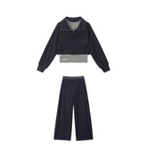 Women's Casual Waist-Cinching Tencel Sweatshirt Set
