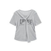 Women's Shirred Knit Top with Chenille Embroidery