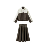 Women's Casual Outdoor PU-Panel Skirt Set