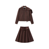 Women's Casual Solid Detachable Jacket & Skirt Set