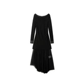 Women's Wool Blend Knit Dress with Mesh Panels