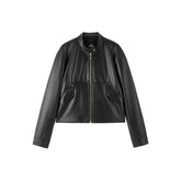 Women's Cropped Stand-Collar Moto PU Jacket