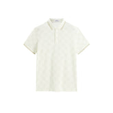 Men's Beige Allover Jacquard Sorona Cooling Polo Shirt