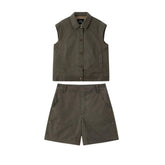 Women's Casual Cargo-Style Vest and Shorts Set