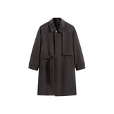 Men's Adjustable Waist Wool Blends Coat