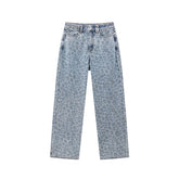 Women's High-Waist Leopard-Print Straight-Leg Jeans