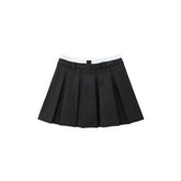 Women's Contrast Panel Elastic-Waist Pleated Mini Skirt