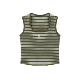 Women's Horseshoe Neck Striped Contrast Vest