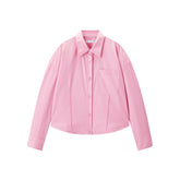 Women's Cropped Oversized Shirt with Drawstring Hem