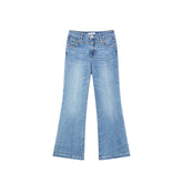 Women's Washed Flared Jeans with Distressed Hem