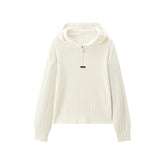 Women's Short Cable-Knit Hooded Sweater