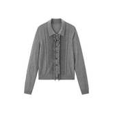 Women's Ruffled Cable-Knit Cardigan