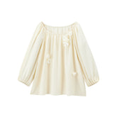 Women's Applique Lantern Sleeve Blouse