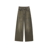 Women's Distressed Wide-Leg Jeans with Whiskering