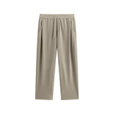 Men's Khaki Drawstring-Waist Straight Pants