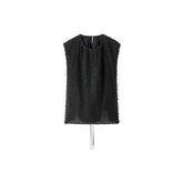 Women's Sleeveless Blouses with Fringe and Side Slit