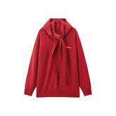 Women's V-Neck Knit Sweater with Detachable Hooded Cape