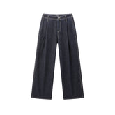 Women's Wide-Leg Jeans with Contrast Leather Patch