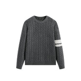Men's Cable-Knit Contrast-Stripe Sweater