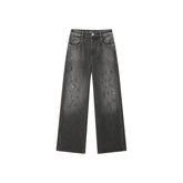 Women's High-Waist Ombre Splatter Wide-Leg Jeans