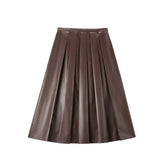 Women's PU Pleated Skirt