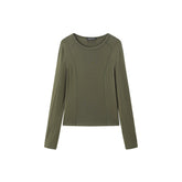 Women's Short Tonal Panel Tencel Long-Sleeve T-Shirt