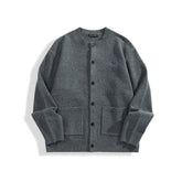 Men's Brushed Knit Cardigan with Dog Embroidery