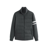 Men's Knit-Panel Lightweight Stand-Collar Goose Down Jacket