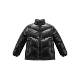 Men's Stand Collar PU Puffer Jacket