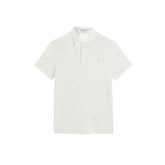 Men's Beige Slim Cooling Polo Shirt with Gold Thread Embroidery