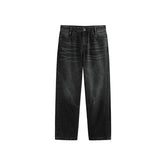 Men's Washed Distressed Straight Jeans