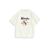 Men's Beige Graphic Print Embroidered T-Shirt