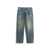 Men's Contrast Distressed Wide-Leg Jeans