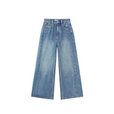Women's Washed High-Waist Wide-Leg Jeans
