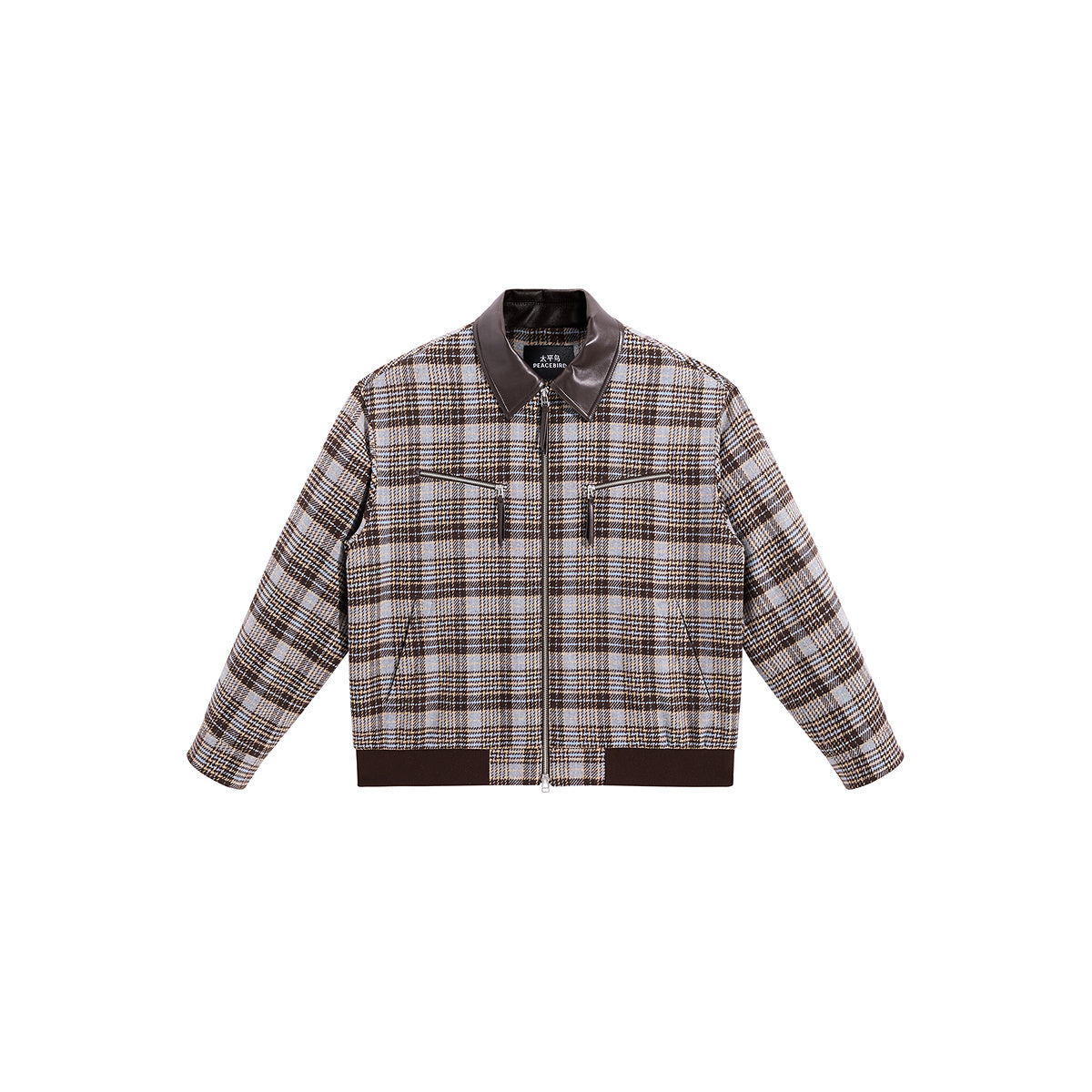 Men's Brown Vintage Plaid Jacket Peacebird Men Fashion – shop