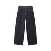 Women's High-Waist Brushed Wide-Leg Jeans