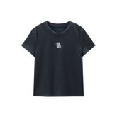 Women's Cartoon Embroidered T-Shirt in Linen Blend