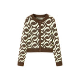 Women's Graphic Cropped Knit Cardigan