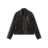 Women's Cropped Belted Leather Jacket