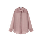 Women's Textured Organza Long-Sleeve Shirt