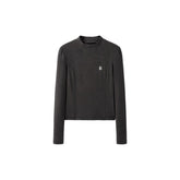 Women's Dark Gray Embroidered Slim Fit T-shirt