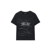 Women's Silver Metallic Print Cropped T-Shirt