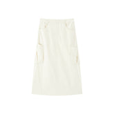 Women's High-Waisted A-Line Skirt with Patch Pockets