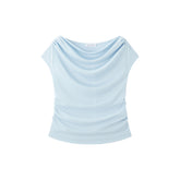 Women's Triacetate Ruched Cowl-Neck T-Shirt
